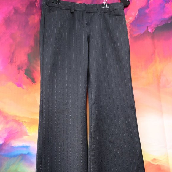 Express Editor Black Pants with Dotted Pale Pink Pinstripes, Size 0 - Picture 2 of 5